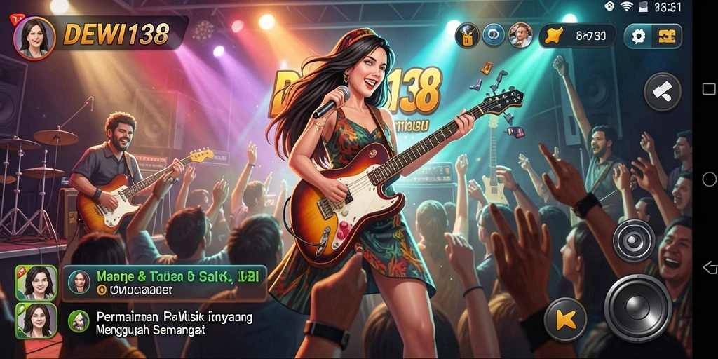 Tampilan gameplay menarik dari DEWI138 yang menyajikan permainan musik.
